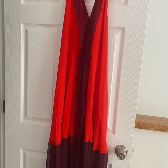 Haute Hippie Halter Silk Maxi Dress S Red Plum with belt - New - Picture 2 of 9